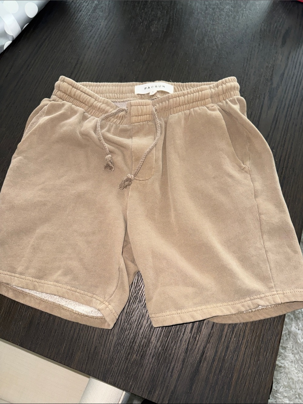 PacSun Men's Tan Fleece Lounge Shorts small